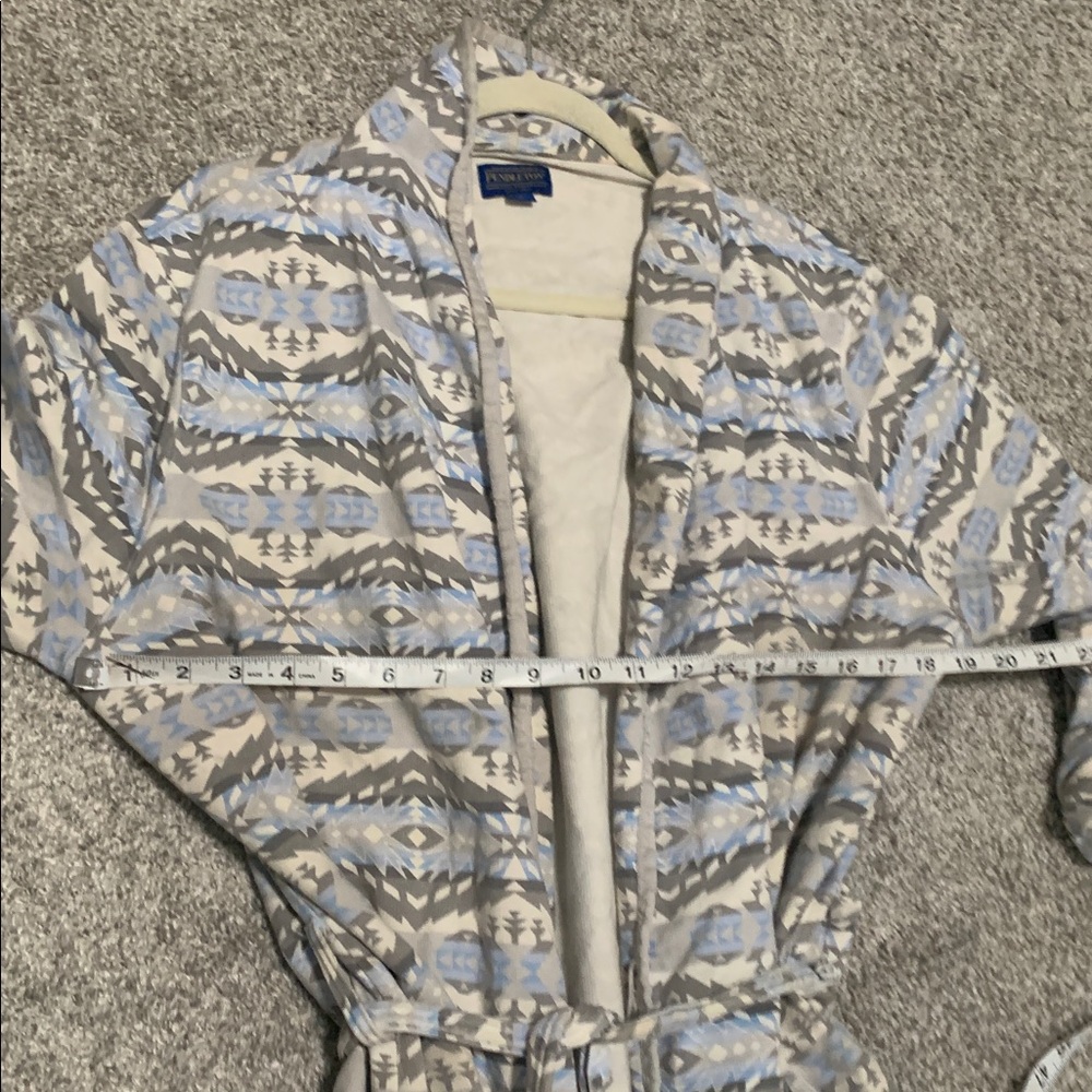 Pendleton Gray Blue Boho Southwestern Print Robe Size XL - Picture 7 of 7